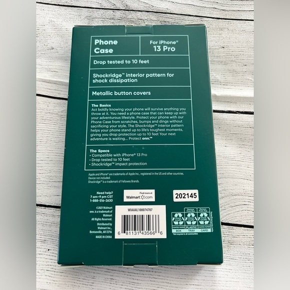 Protect Onn iPhone 13 Case. Clear w/Purple & Gold 10ft Drop Protection NWT - Picture 3 of 3